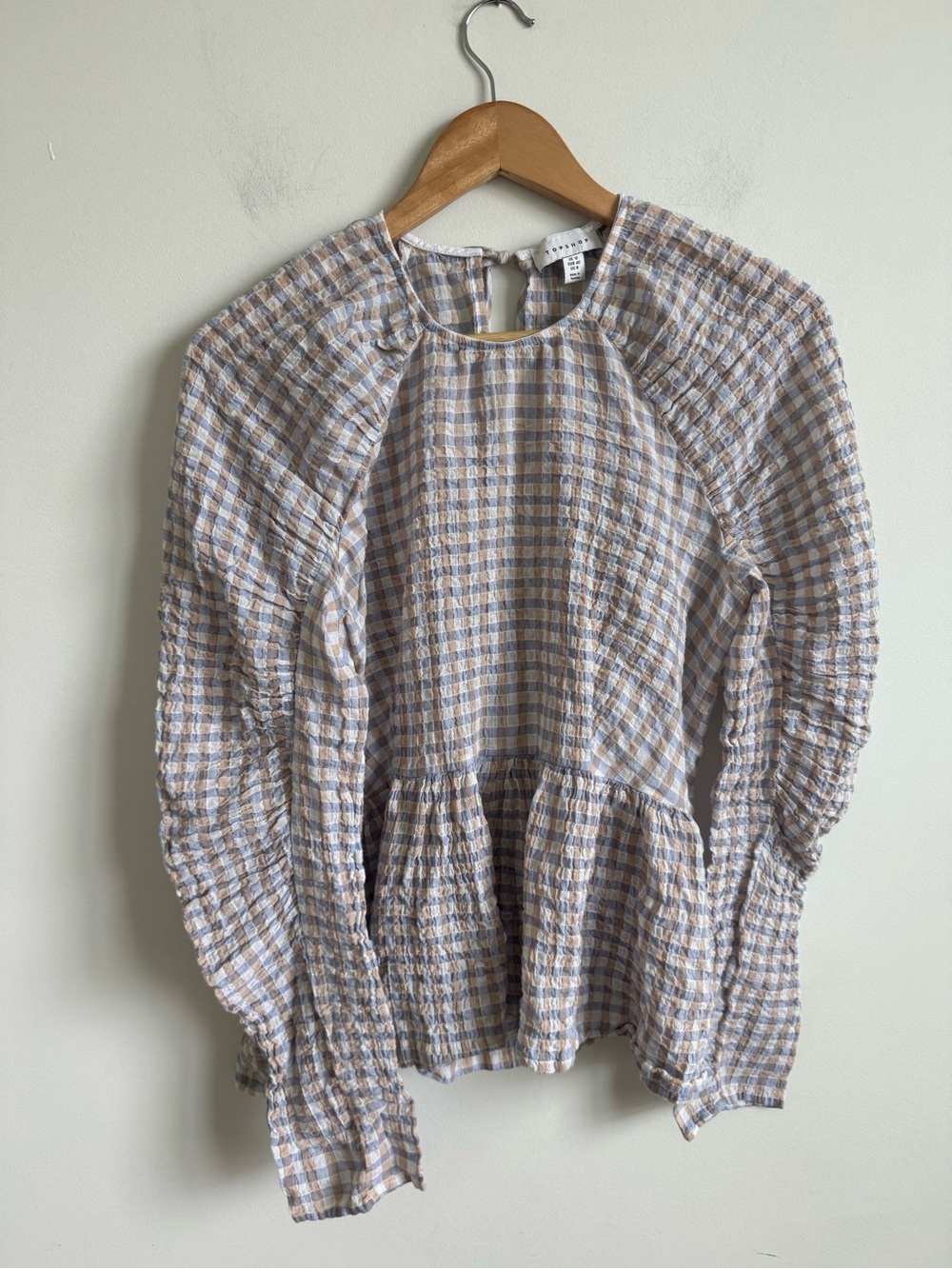 Puff Sleeve Peplum Tieback Blouse